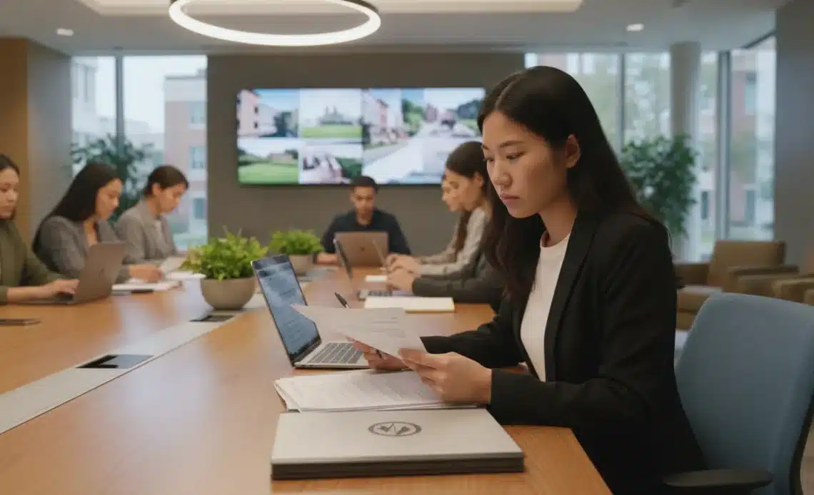 International graduate applicant reviewing academic documents