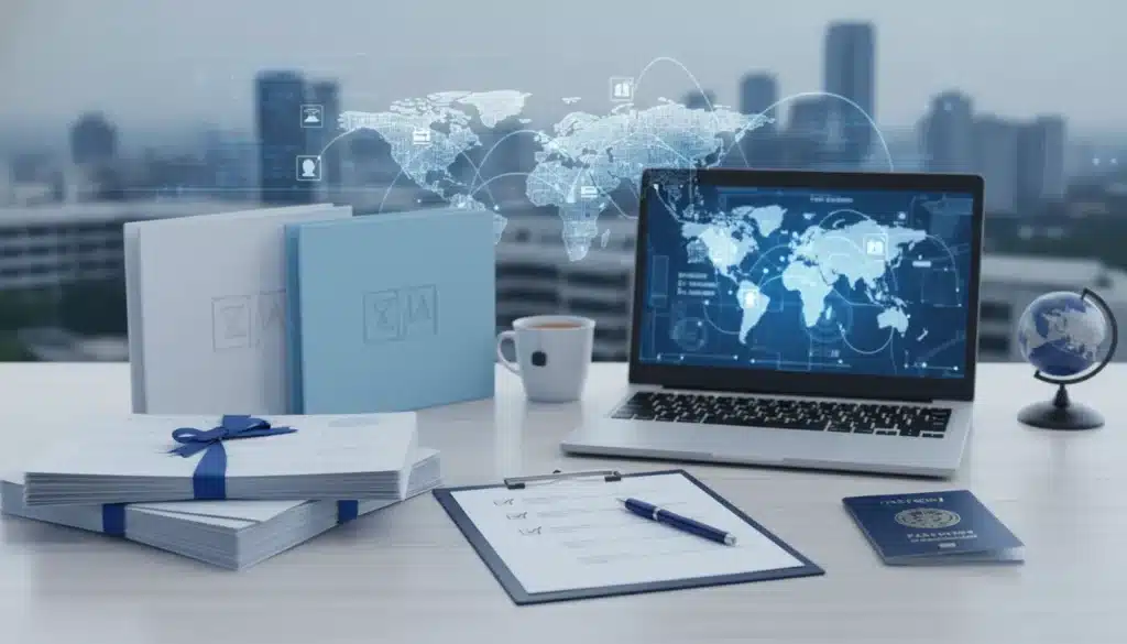 Credential evaluation documents checklist on a desk
