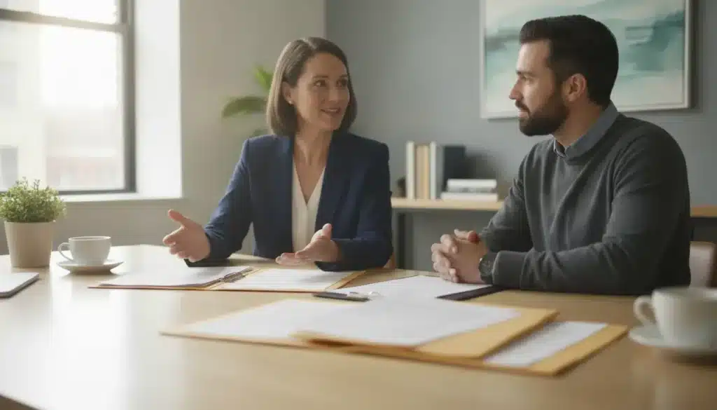 Immigration attorney and international professional discussing a course by course evaluation